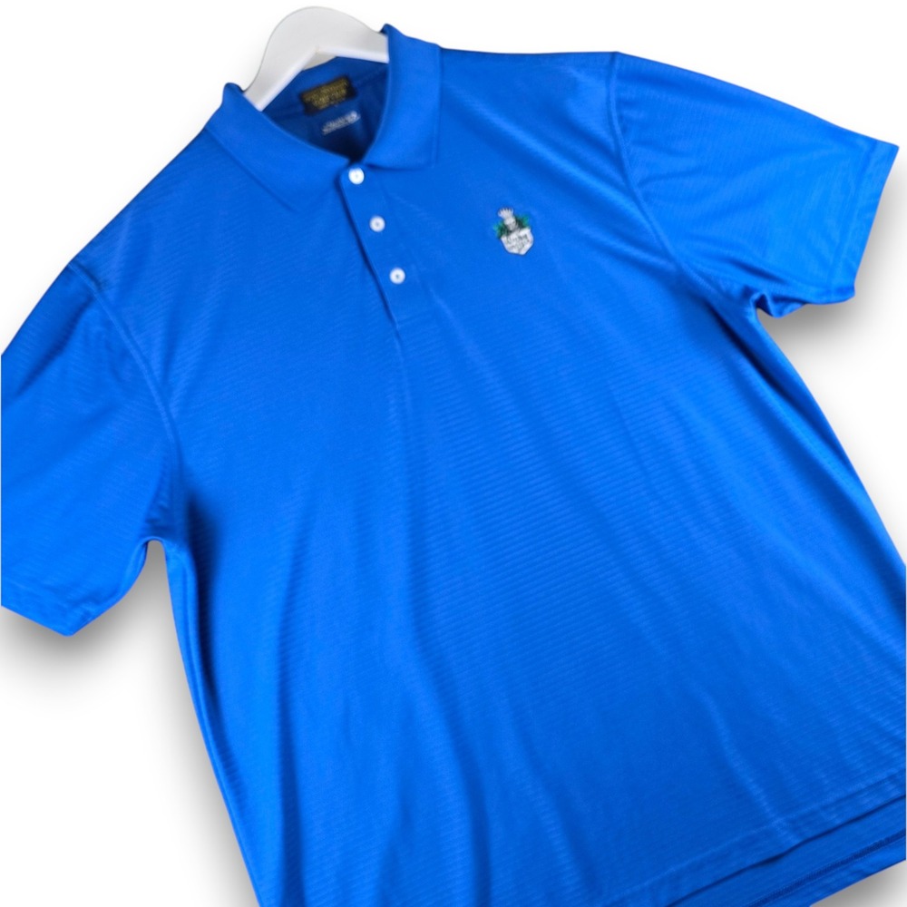 Duke University Golf Club Polo Shirt Mens XL Blue Dri-Way Moisture Stripe USA